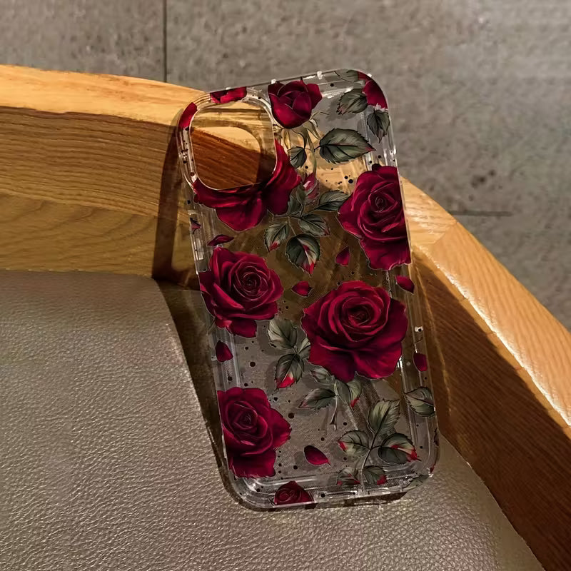 Romantic Style Phone Case Featuring Red Roses