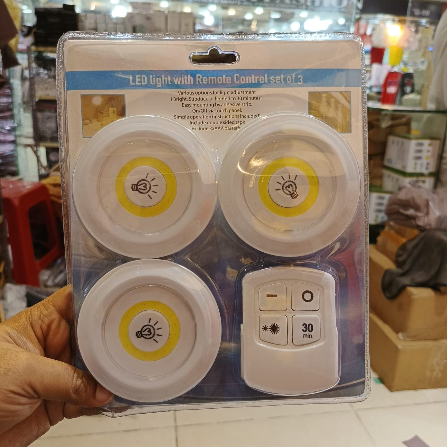 3 Pec Tap LED Light With Remote Control Cell Operated