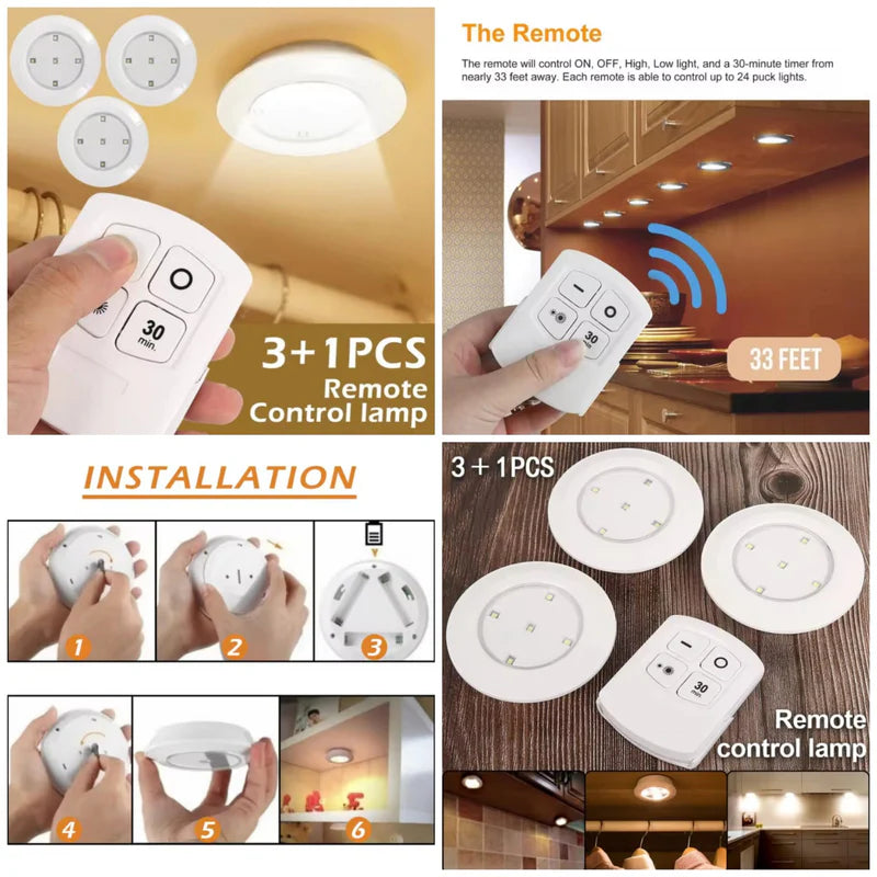 3 Pec Tap LED Light With Remote Control Cell Operated