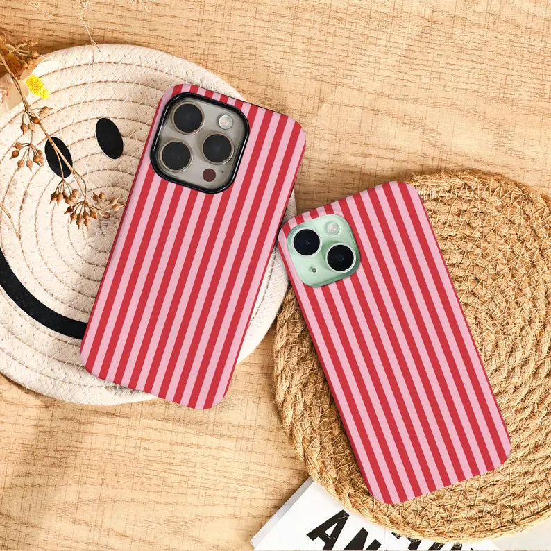 Trendy Red and Pink Stripes Case