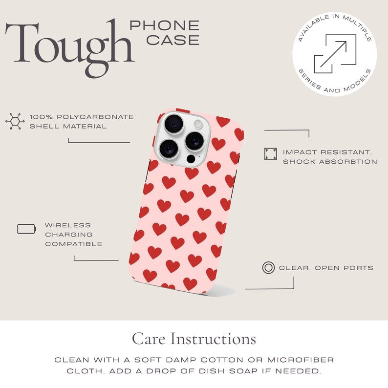 Red Heart Pattern Phone Case