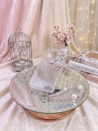 Glittery Bow Resin Art Case with Charm