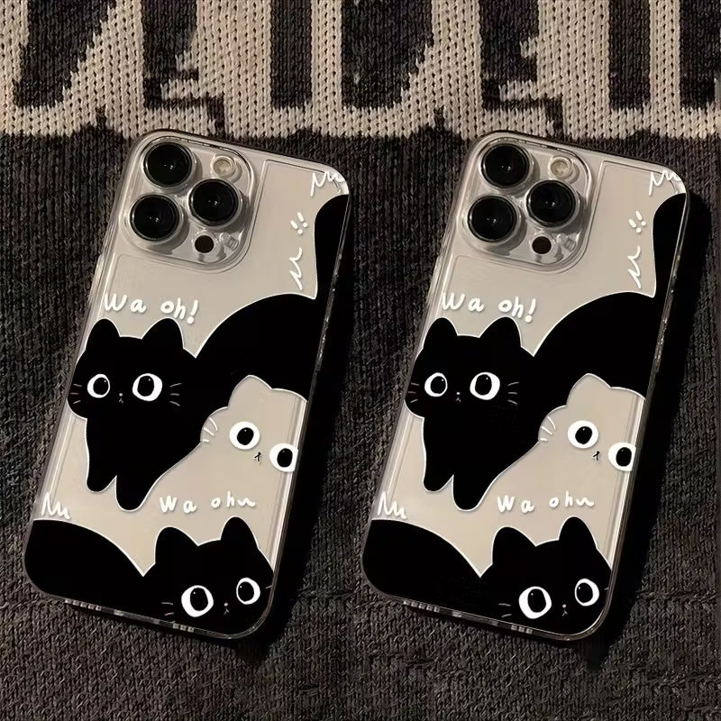 Black and White Cat Trendy Pattern Transparent Space Case