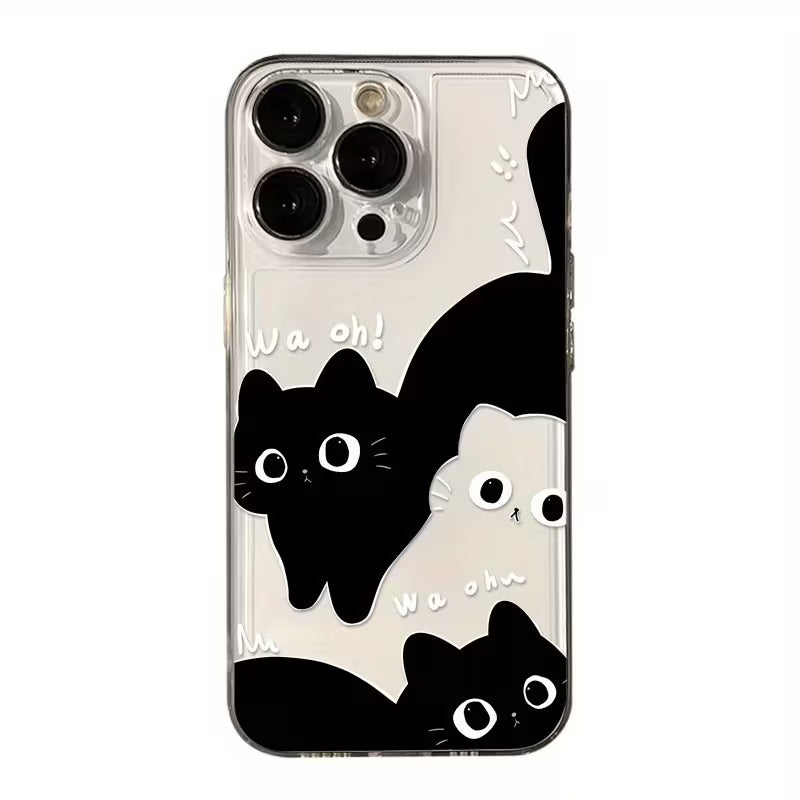Black and White Cat Trendy Pattern Transparent Space Case