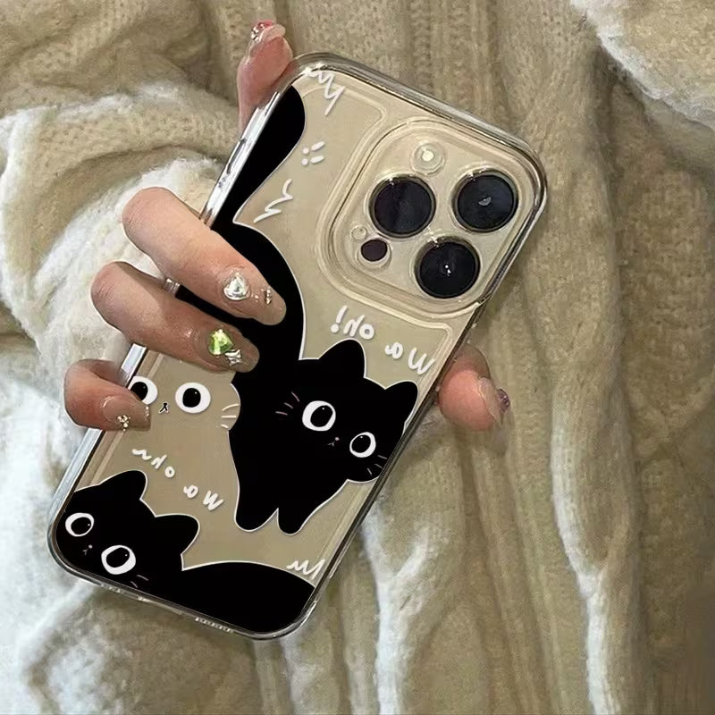 Black and White Cat Trendy Pattern Transparent Space Case