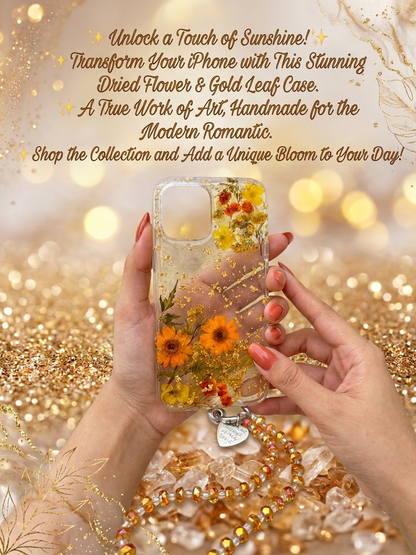Sun Flower Resin Art Case with Charm