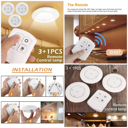 3 Pec Tap LED Light With Remote Control Cell Operated