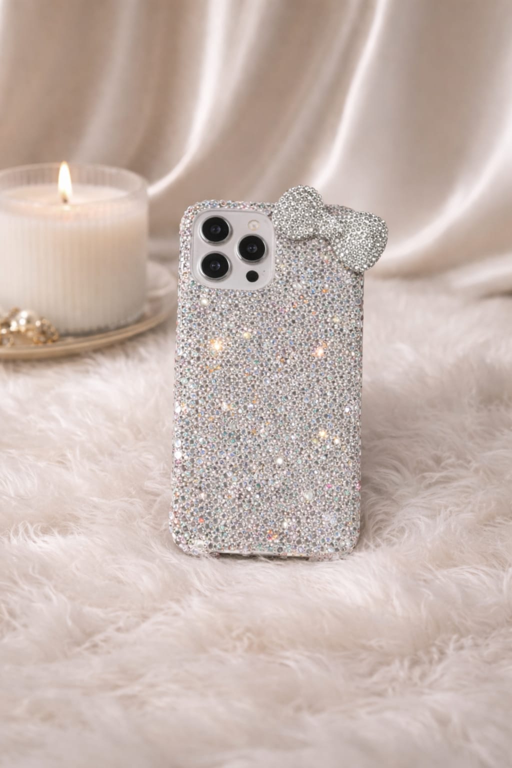 Silver Bow Rhine Stone Case (#RS-093)