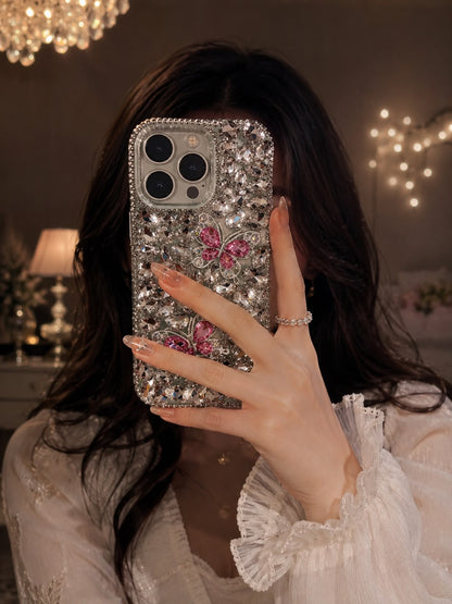 Pink Butterfly Diamond Crystal Case (RS-107)