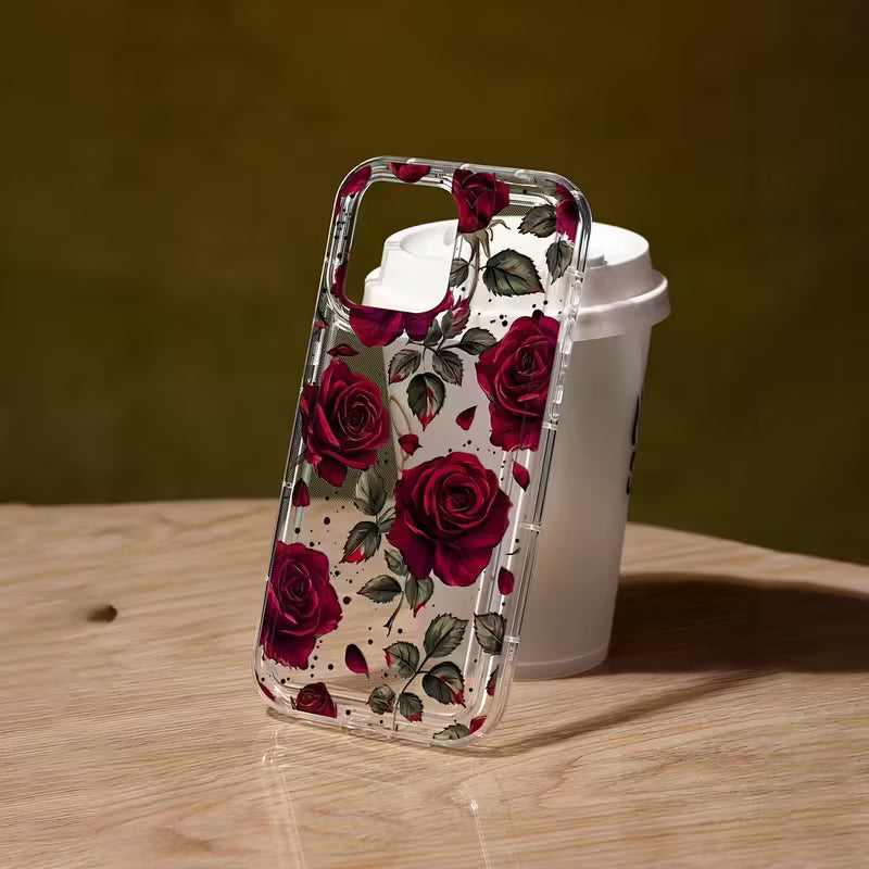 Romantic Style Phone Case Featuring Red Roses