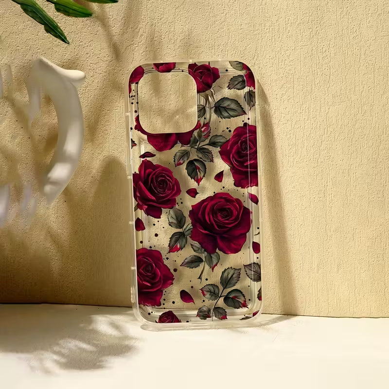 Romantic Style Phone Case Featuring Red Roses