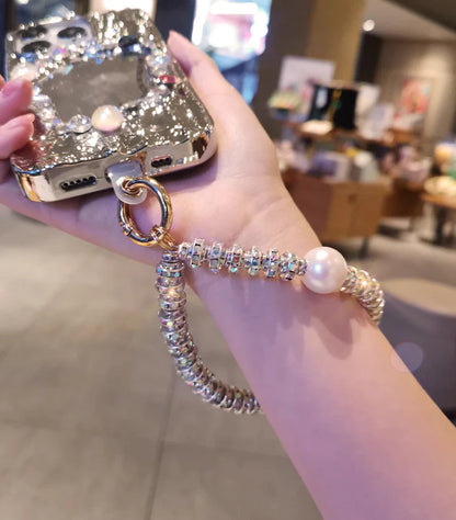White Pearl Crystal Phone Charm