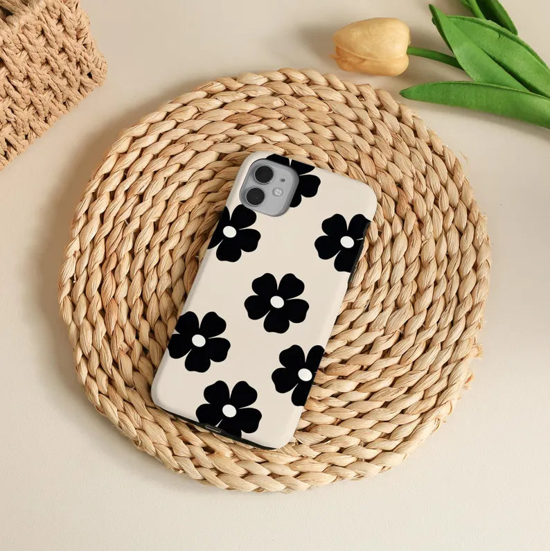 Simple Black Flowers Phone Case