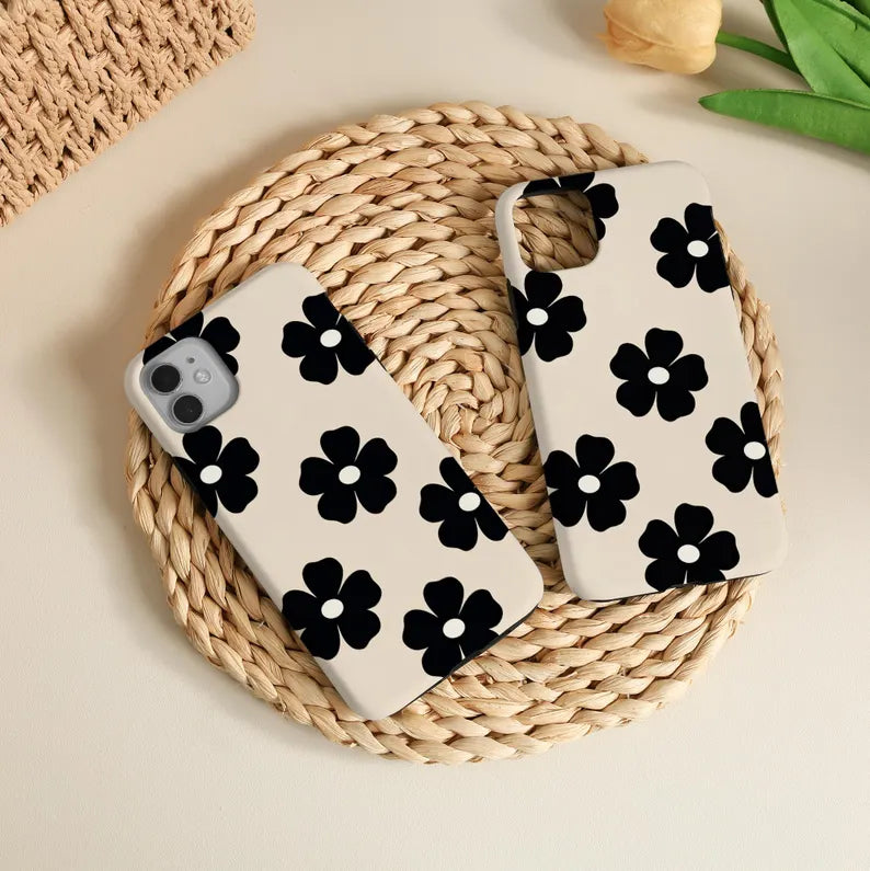 Simple Black Flowers Phone Case