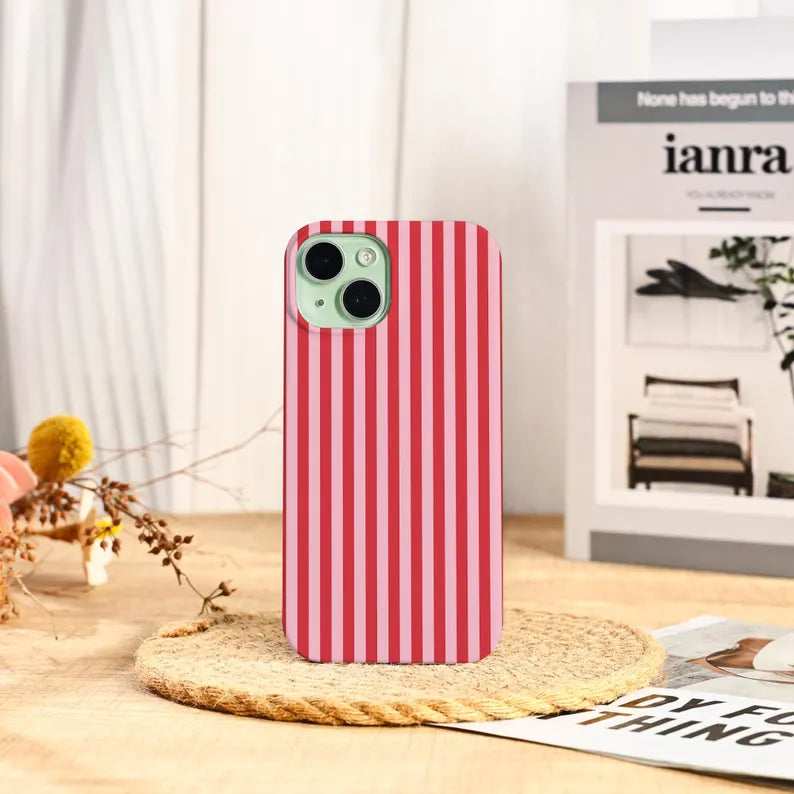 Trendy Red and Pink Stripes Case