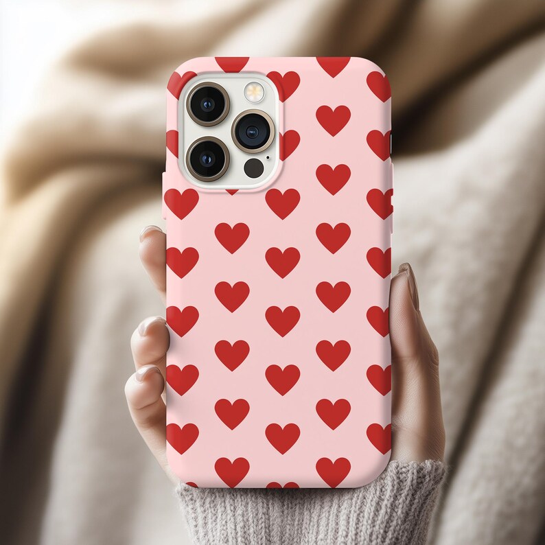 Red Heart Pattern Phone Case