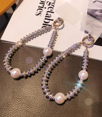 White Pearl Crystal Phone Charm
