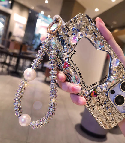 White Pearl Crystal Phone Charm